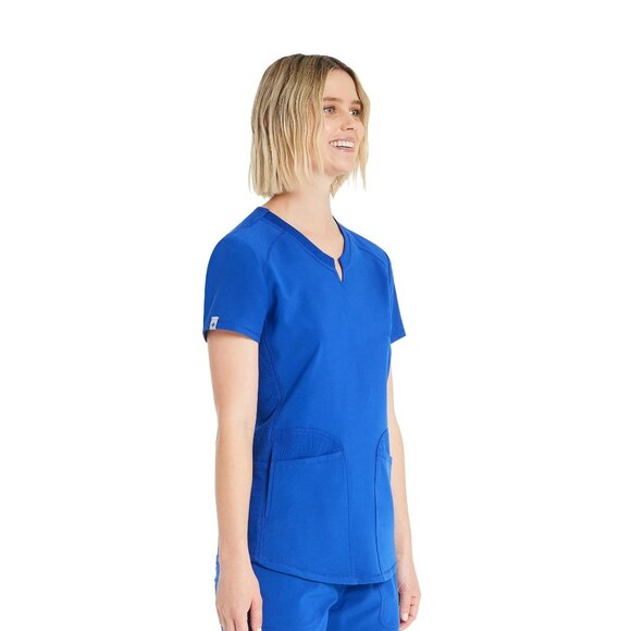Scrubstar Women's Performance Notch Neck Top in Electric Blue Size Medium - Picture 4 of 11